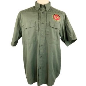 5.11 511 Tactical Series Button Front Shirt Green Short Sleeve Military Patch